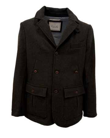 Three-pocket check wool overshirt Blue/Brown